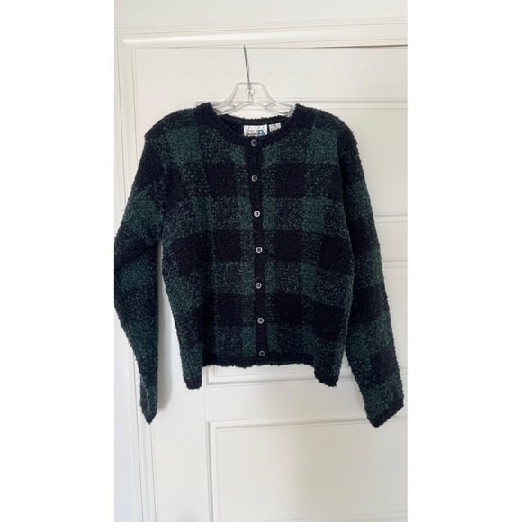 Vintage Paul Harris Design Jacket Womens M Green Black Wool Buffalo Plaid Coat - Picture 6 of 7